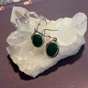 Artisan “Malachite” Earrings Vintage Mexican Sterling Silver 925